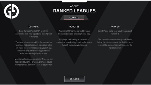 Apex Ranked points screen