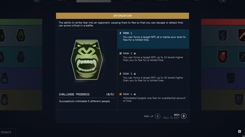 an image of the Intimidation skill in Starfield