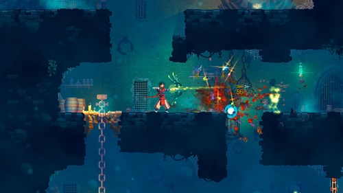 An underground fight in Dead Cells