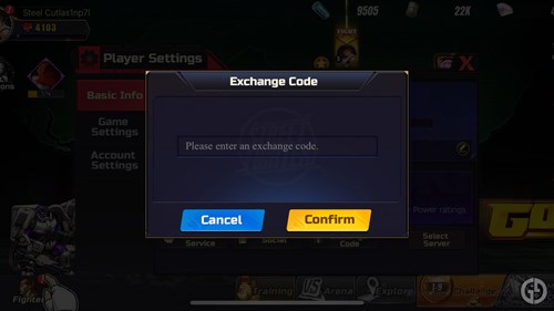 Redeeming a code in Street Fighter: Duel
