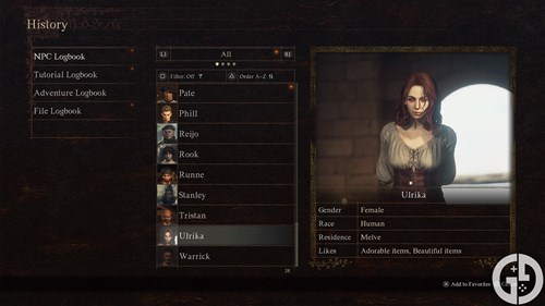 Ulrika's entry in the Dragon's Dogma 2 NPC Logbook